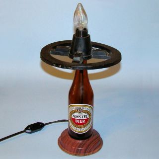 Vintage Amstel Bier Beer Bottle Lamp Sign VG NR