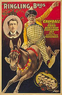 Crandall Ringling Bros vintage circus poster repro 12x18