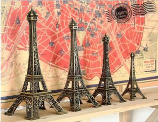 Paris Eiffel Tower Antiqued Imitation Model Bronze Tone Vintage Alloy 