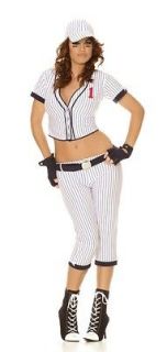 Homerun Hottie Costume Baseball Player Uniform Adult Softball Striped 