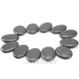 Black 12pc Hot Stone Massage Basalt Rocks 1.6 Stones new