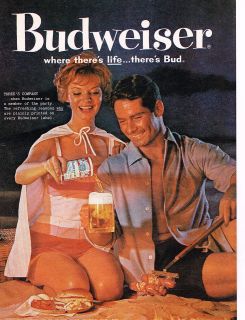 1960 Budweiser Beer Grilling on Beach AD