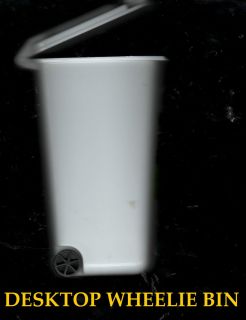 WHEELIE BIN TIDY DESK TOP white, desktop ORGANISER brand NEW, mini 