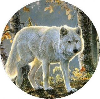 White Wolf Wolf Print #3 Bar Stool Cover