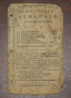 1776 ALMANACK American REVOLUTIONAR​Y WAR Artillery COLONIAL Almanac 