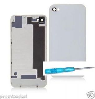   New iPhone 4 Replacement White Batt Back Cover Plate Glass Tool White