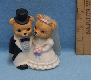 Homco Figurine Cute Bear Wedding Bride and Groom Table or Cake Top 