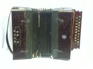 BEAVER BRAND ANTIQUE BUTTON BOX SQUEEZE ACCORDIAN OLD COLLECTIBLE 
