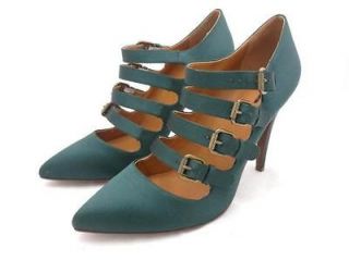 JCrew Adrianna Satin Buckle Pumps 9.5 $275 shoes Getaway green heels
