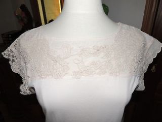 RARE HTF ANTHROPOLOGIE VINTAGE LIKE LACE TRIM CREAM TOP BY DELETTA 
