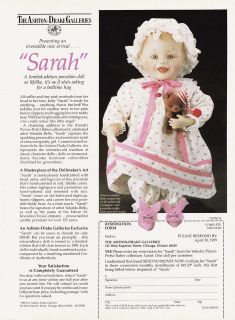 ASHTON DRAKE Sarah Bedtime Baby Doll PRINT ADVERTISEMENT