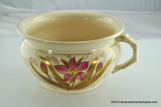 Large Beautiful Charming Centaury Floral Chamber Pot Gilded Enameled 