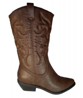 Soda Women Cowgirl Cowboy Western Boots pointy toe Brown Color Small 