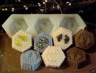 Honey Comb Bees 3 Cavity Silicone Mold # 533