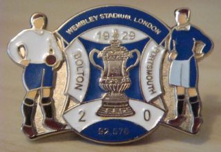 Bolton Wanderers v Portsmouth fc 1929 FA CUP Final match badge A