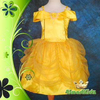 Halloween Girl Belle Princess Costume Party Fancy Golden Dress Up Sz 8 