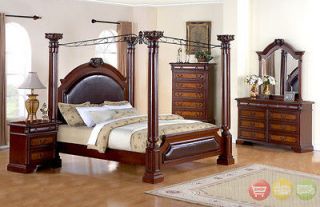 Neo Renaissance King Poster Canopy Bed wood Bedroom Furniture Set NEW