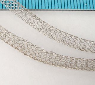 12 inches RHODIUM plated STERLING SILVER WIRE MESH RIBBON TUBE CHAIN 3 