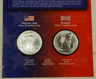 2003 1 Oz Silver Eagle + 2002 Britannia Silver 2 Pound Coin *Legacies 