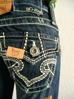   NEW WOMENS REMY BOOT CUT BIG STAR JEANS SIZE 24 30  FROSTFIRE