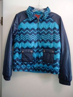MISSONI For Target Blue Zig Zag Puffer Jacket Size Medium NEW