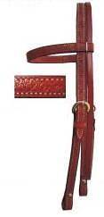 Billy Cook Floral Tooled 3/4 Headstall   Chestnut