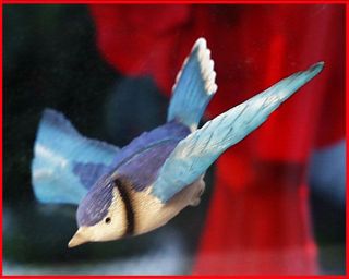   BLUE JAY flying thru glass effect BLUEJAY, Gift Idea, HAND PAINTED