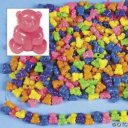 15 Teddy Bears Plastic Beads Multi Colors 3/4 19mm
