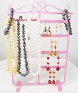 Pink Necklace Bracelet earring Jewelry Display Rack Holder Tree d009