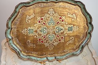 Beautiful Tole Florentine Tray Holiday Colors outstanding condition 