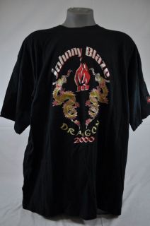 JOHNNY BLAZE BLACK DOUBLE DRAGONS DRAGON 2000 RED FLAME TEE SHIRT 