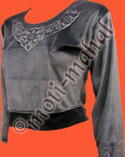 Sari Top   Choli   Blouse   T.Shirt / Size 32   42 / Silver Grey 