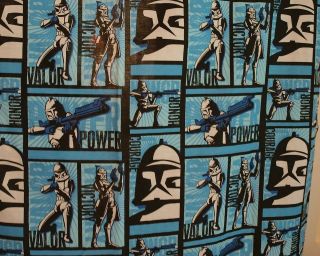 Star Wars Curtain Set Blue Black & White Fabric Quilting Applique 