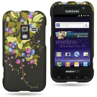 BLACK BLUEBERRY FACEPLATE PHONE COVER CASE FOR SAMSUNG GALAXY ATTAIN 