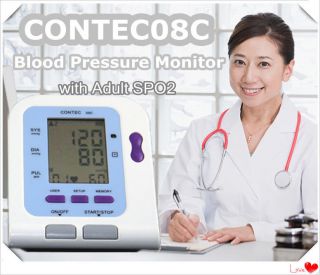 NEW CONTEC08C Digital Blood Pressure Monitor + Adult SPO2 with free 
