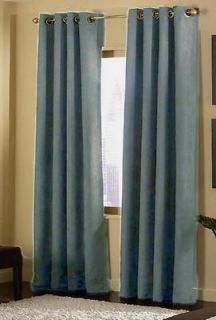 Panels Aqua Blue Grommet Micro Suede Curtain Window Covering Drapes 