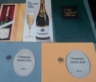 Champagne Leaflets Job Lot x4 1970s Rare Moet/Bollinger/Mercier