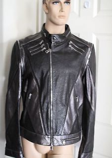3950 New Authentic GUCCI Mens Motorcycle Zip Up Leather Jacket Black 