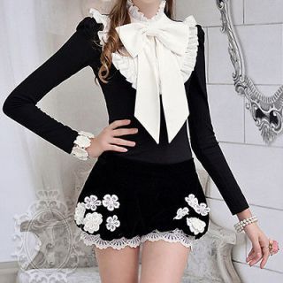 Cute womens blk bloomers puff bubble shorts lace hem delicate white 