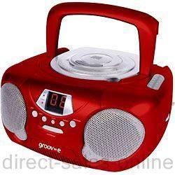 Groov e GVPS713RD Boombox Portable CD Player Radio Red