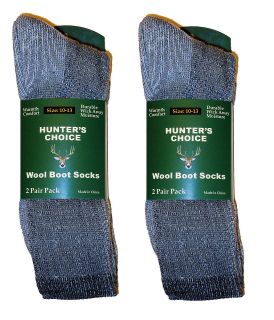  Packs) Hunters Choice Wool Boot Crew Socks Gray Size 10 13 NEW