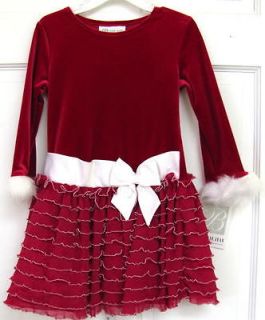 NWT Girls Bonnie Jean RED CHRISTMAS HOLIDAY DRESS Szs. 2T 4T Free Ship 