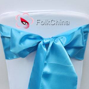 Lake Blue Satin Chair Cover Bow Sash Wedding Party Decor Banquet WED 