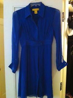 Catherine Malandrino Blue Silk Chiffon Shirtdress, Sz 4