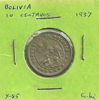 1937 BOLIVIA 10 centavos XF AU