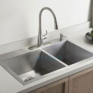   304# Stainless Steel Double Bowl Zero Radius Undermount Kitchen Sink
