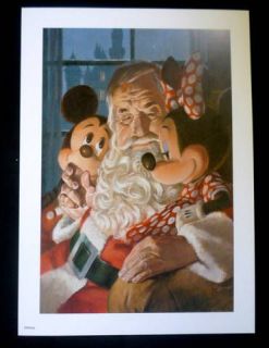   Mickey Mouse Minnie with Santa Claus Christmas Print by Charles Boyer