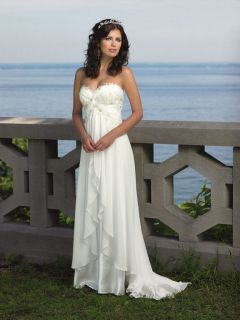 white ivory chiffon beach wedding dress bridal party attire evening
