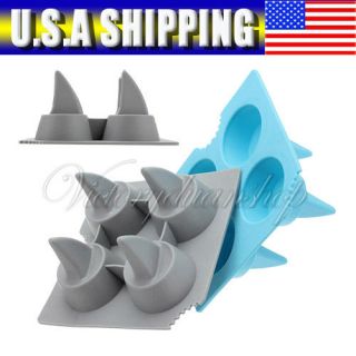   Drink Party Ice Brick Tray Cool Shark Fin Shape Cube Freeze Mold Mould