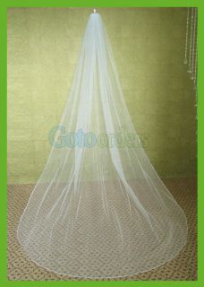 WHITE IVORY BRIDAL WEDDING VEIL 1T CATHEDRAL P​ENCIL EDGE VG21
